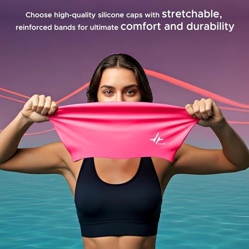 Image of PulseITCap Silicone Swimming Cap for Women & Men, Adult, Vibrant Lightweight, Non-Slip, Easy Wear | Removal, Protects Hair (Black)
