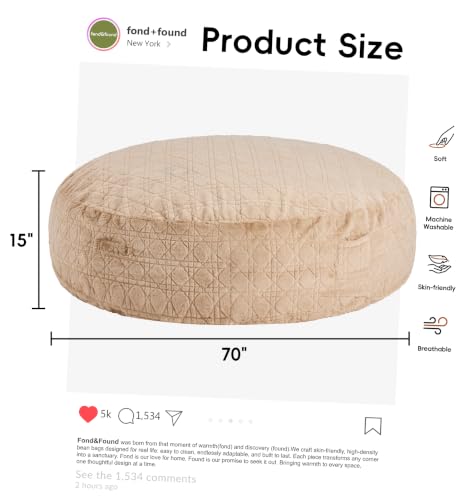 Image of Oversized Bean Bag Chair 6FT Adult Bean Bag with Washable Cover, Khaki
