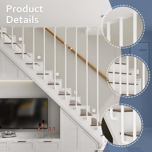 Rambarde d'escalier kit de bar garde-corps durable blanc pour mur en L - 4