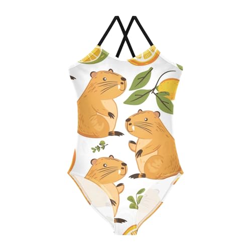 Image of Girls Swimsuit Little Cute Cat and Ice Cream One Piece Swimwear
