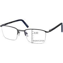 ProEyes Attitude 3, Progressive Multifocal Blue Light Blocking Readers w/Spring Hinge, Anti-Reflective Resin Lens, 0 Power on Top Lens Rectangular Black, up+0.00,down+2.25