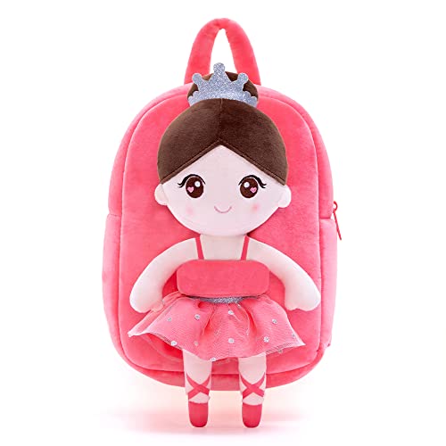Gloveleya Toddler Backpack Soft Baby Girl Gifts with soft ballerina doll Coral Age 2+…3