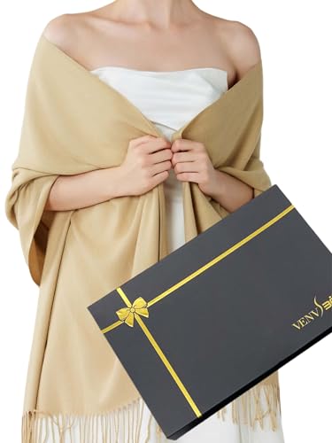 VENVSBEE Pashmina Shawls and Wraps For Evening Dress Soft Warm Scarf for Women Shawl Wrap For Wedding with Gift Box