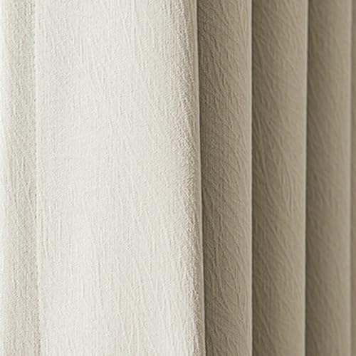 Rideaux opaques anti vis-à-vis beige aspect lin occultant lot de 2 salon - 2