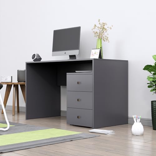 Image of Bniture Wooden Study Table for Home with Bottom Storage | Engineered Wood Study Table with Book Shelf | Multi Purpose Computer Desk for Writing | Laptop Table for Office & Home | Frosty White