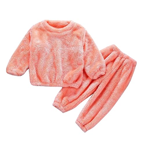 Kids Fuzzy 𝗟ounge𝚠ear 𝗣a𝗷amas Sets Long Sleeve Solid Fleece Pullover Top and Pants 2pc Fluff𝘆 Clothes for Boys