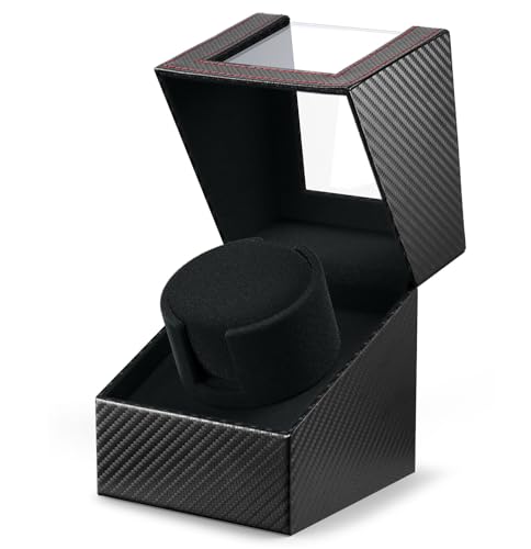 Image of Automatic Watch Winder with Japanese Motor - Silent Adjustable Rotation, Premium PU Leather Exterior and Soft Flexible Watch Pillows, Gift for Him, Christmas Gift 2025
