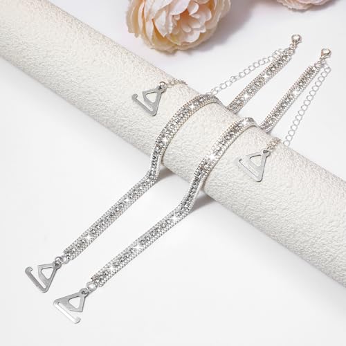 2 Stück Glitzer BH Träger Damen Verstellbare Strass BH-Träger Clips Glitzergürtel Glitzernde Schultergurte für Abendkleid Hochzeiten und Events BH Tops Kleid