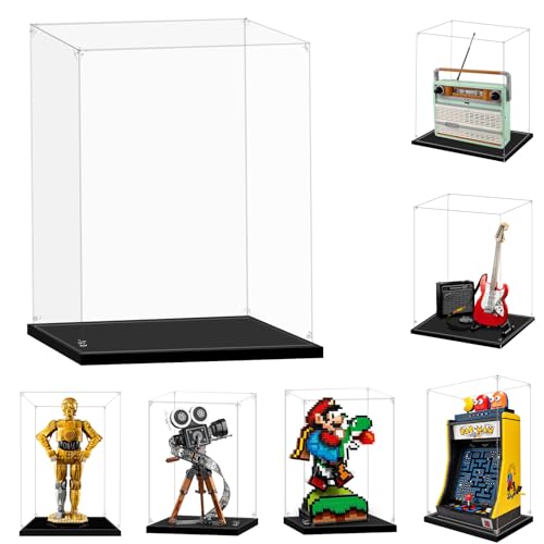 LILIKAKA Display Case for Lego 71438 Mario & Yoshi, 75398 C-3PO, 43230 Tribute Camera, 10323 PAC-Man Arcade, 21329 Ideas Fender Stratocaster or 10334 Retro Radio, 11.81x7.87x16.92inch (30x20x43cm) -  LILI-V014-1