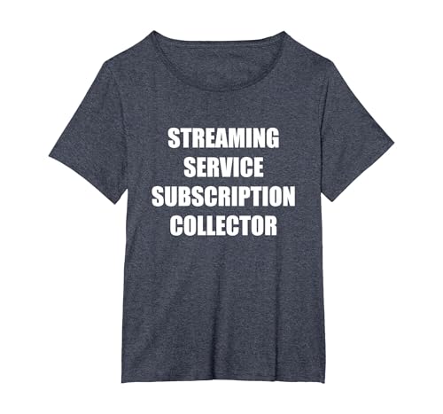 Streaming Service Subscription Collector T-Shirt, Women's Plus, Heather Blue