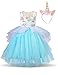 NNJXD Filles Licorne Party Costume Cosplay De Halloween Fantaisie Princesse Robe + Chapeaux Taille (120) 4-5 Ans 372 Bleu A