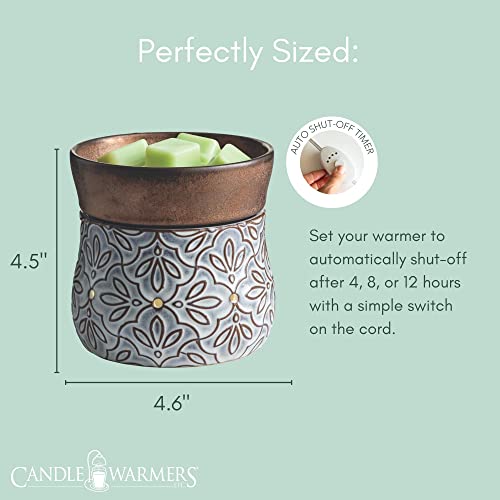 Candle Warmers Etc 2-In-1 Deluxe Candle And Wax Fragrance Warmer With Led Light And Auto Shut Off For Timed Candle Warming, Bronze Floral #TOP6