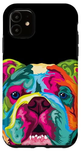 Carcasa para iPhone 11 Pop Art Bulldog Inglés Pet Paw Gift Hombres Mujeres Amantes de los Perros