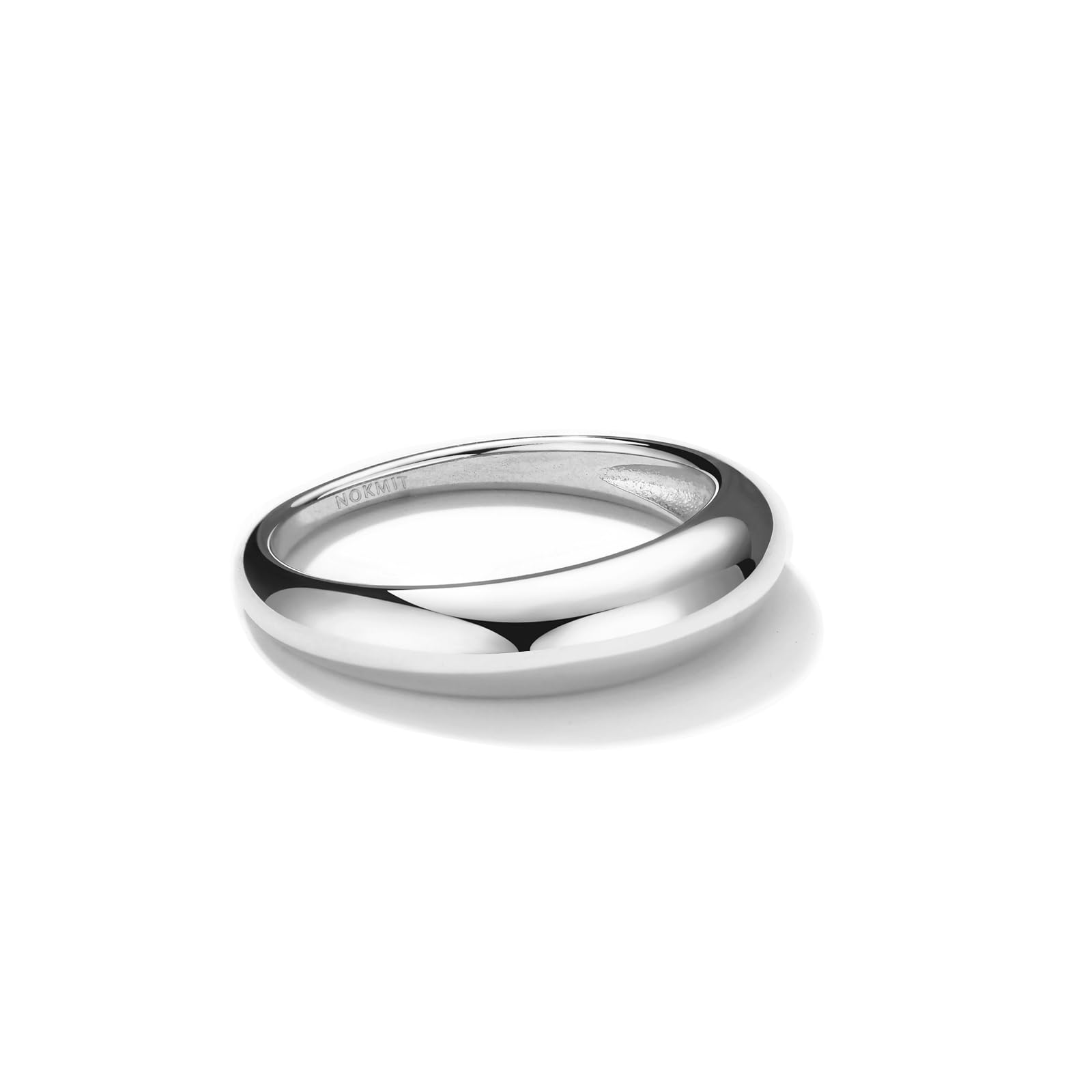 NOKMIT Chunky Dome Rings for Women Dainty 14K Gold Silver Tone Cute Bold Dome Statement Ring Thick Minimalist Thumb Band High Polished Smooth Comfort