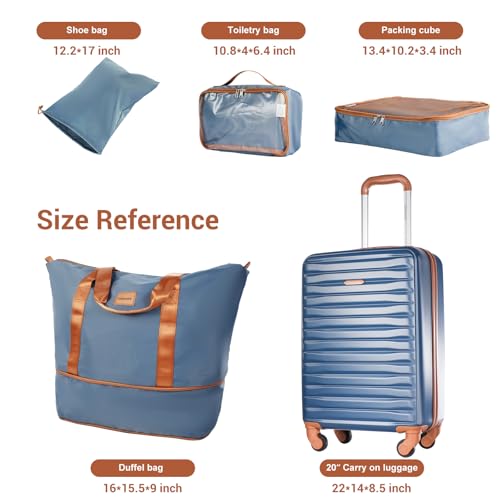 Image of 3 Piece ABS+PC Luggage Set, Carry On with Spinner & Duffle | 20 inch Carry-On + Waterproof Underseat Duffel + Toiletry Bag. 360 Spinner Wheels,Fits Overhead Bins,For Business & Travel