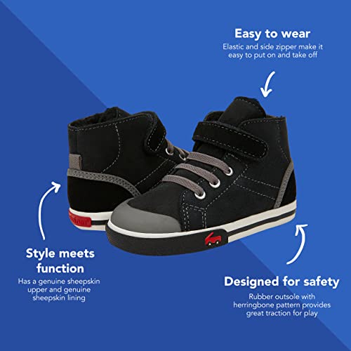 See Kai Run, Devon High Top Sneakers For Kids, Black Shearling, 8 #TOP1