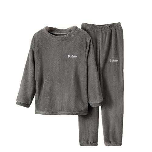 Generisch Schlafanzug Jungen Zweiteile Fleece Pyjama Set Jungen Mädchen Warme Flauschiger Schlafanzug Winter Langarm Hausanzug Nachtwäsche Für...