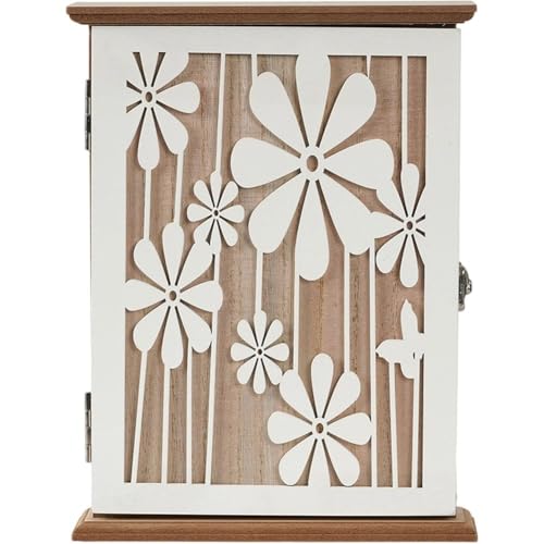 Caja para llaves de pared con ganchos decorativos de madera para organizar el pasillo 2
