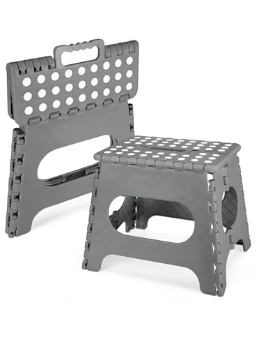 Miniatura 9 de House Day Taburete Plegable De 11 Pulgadas Para Niños, Taburete De Plástico Resistente Para Adultos, Taburetes Plegables Resistentes Para Cocina, Taburetes Plegables Para Dormitorio Baño, Color Gris