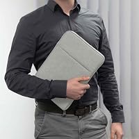 moex Tablet Hülle für Samsung Galaxy Tab S7 FE Tasche mit Reißverschluss und Fach für Zubehör, Nylon Stoff Sleeve weich Gepolstert, Schutzhülle Minimalistisch Dash Case, Grau – Ansicht 4