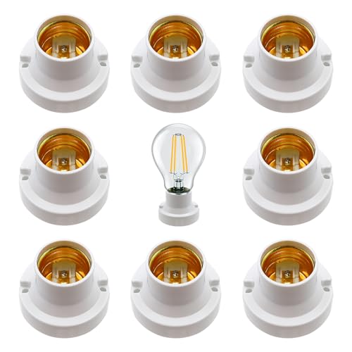 HOMEJOY 8 Adaptadores de Casquillo E27, Base Enroscable para Pared, Compatible con Bombilla LED, Halógena e Incandescente
