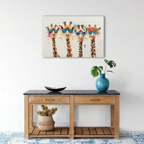 Peinture girafe colorée pour raviver un mur blanc vide 60x80 - 5