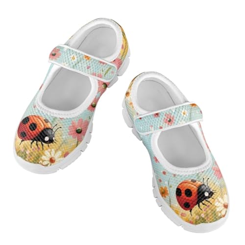 Coloranimal Mary Jane Flats for Girls Kids Ballet Dress Shoes School Uniform Shoes Cute Lightweight Mary Jane Shoes with Magic Sticker