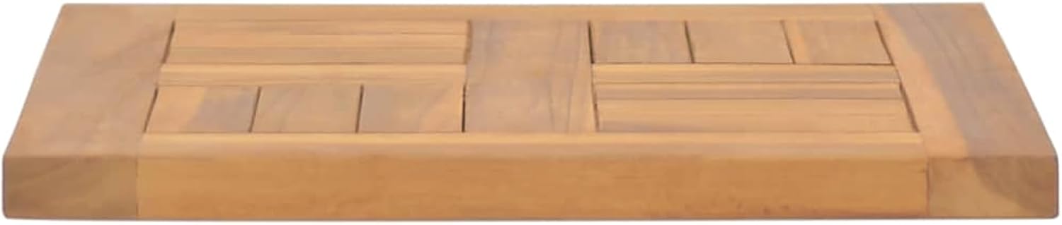 Gecheer Solid Teak Wood Table Top, 40x40x2.5cm, 4-Direction Slats, Waterbase Finish, Easy to Clean, for Home, Restaurant, Cafe, Hotel