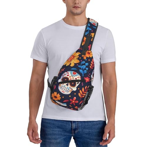 Mochila tipo bandolera ajustable con patrón de calavera miniatura 7