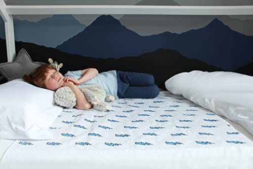 Matratzenschoner Kinderbett | Waschbare Bettnässe Bettwäsche | 85 x 90cm hochwertige Bettauflage mit Tucks | Für Einzelbetten, Kinderbetten, Babybetten | wasserdichte (Blitz) - Image 8