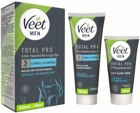 Veet Men Intim Haarentfernungs-Set für Männer mit Pflegebalsam, 150 ml