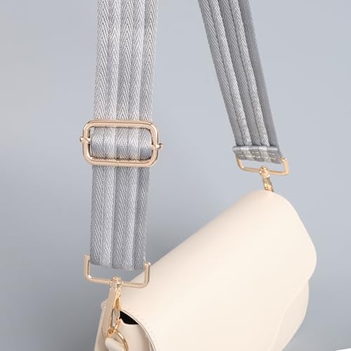 Image of chushui Herringbone Purse Strap Replacement Wide Adjustable Crossbody Strap with Metallic Thread,Woven Fashion Shoulder Bag Strap for Tote Handbag, Gold Silver Shimmer