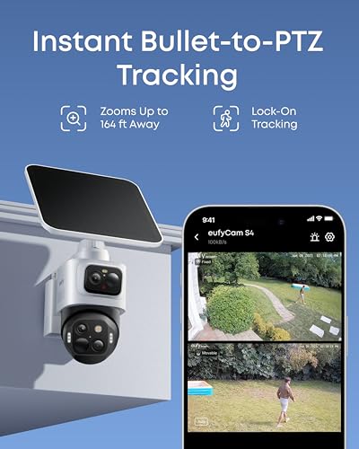 eufy Security eufyCam S4,4K Solar Camera Wireless Outdoor, Triple Lens Bullet-PTZ Cam, 360° View, 8X Auto Zoom, Al Recognition,AI Track, Color Night Vision, 0 Monthly Fee, Local Storage - Image 5