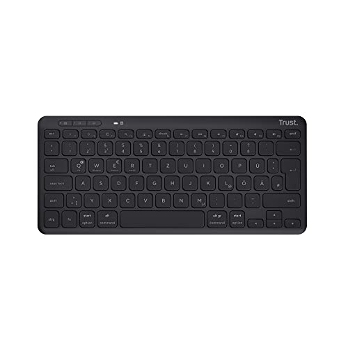 Trust Lyra Kompakte Bluetooth Tastatur, 85% Recyclingkunststoff, Kabellos für PC und Laptop – Schwarz  
Trust Lyra Kompa