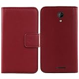 Gukas Genuine Leather Case for BLU Studio X8 HD 2019 5' Wallet Premium Flip Protection Cover Skin Pouch with Card Slot (Dark Red)