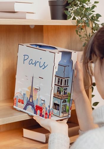 Idée cadeau puzzle Book Nook Paris : kit maquette 3D bois créatif