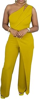 Wide Leg Jumpsuit Women Sexy One Shoulder Cut Out One Piece Pant Outfit Romper Overall