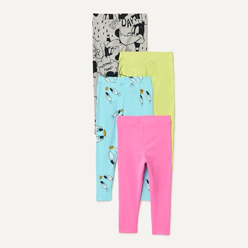 Image of Amazon Essentials Girls' Cotton Stretch Leggings, Multipacks
