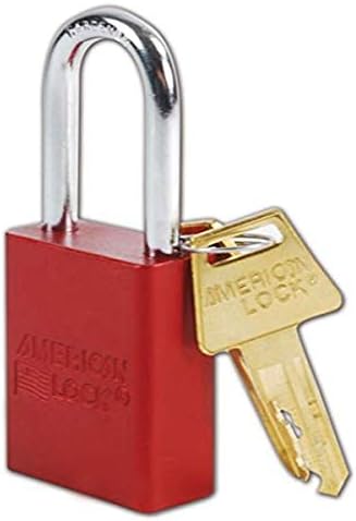 "Master Lock A1106RED Aluminum Red Safety Padlock with 1/4"" x 1-1/2"" Shackle", 1-Padlock