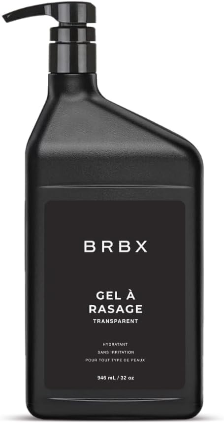 BRBX Men's Transparent Shave Gel – Clear, Non-Foaming Shaving Gel for Precision Beard Lines & Full Shaves – Smooth Glide, Non-Irritating Formula, Barber-Grade Quality – Made in Canada (946 ml)