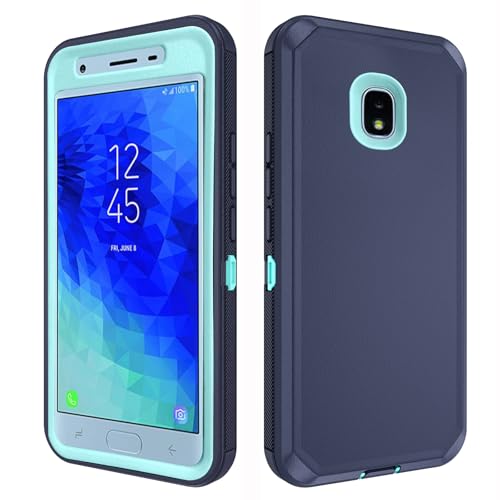 Asuwish Phone Case for Samsung Galaxy J3 Orbit J 3 Star 2018 3J Achieve Cell Cover Hybrid Rugged Shockproof Protective Heavy Duty Mobile Accessories Glaxay J3V V 3rd Gen SM J337A J337V J337 Blue