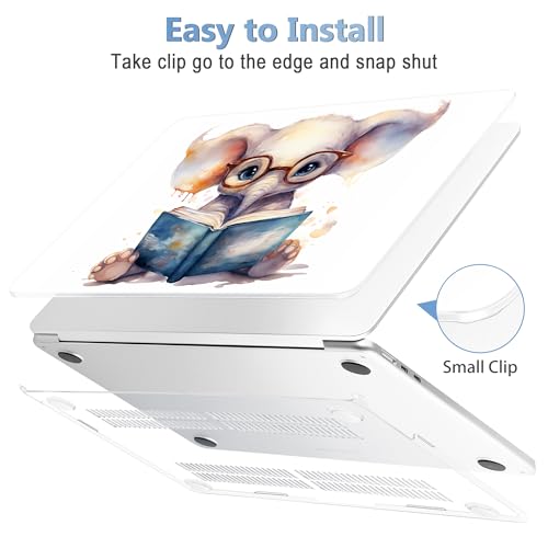 Image of Mektron Case for 2026 MacBook Air 13-inch M5 Laptop A3449 with 13.6-inch Liquid Retina Display, 2025 2024 2022 M4 /M3 /M2 MacBook Air 13 inch Hard Shell Cover, Model A3240 A3113 A2681, Cute Elephant C342
