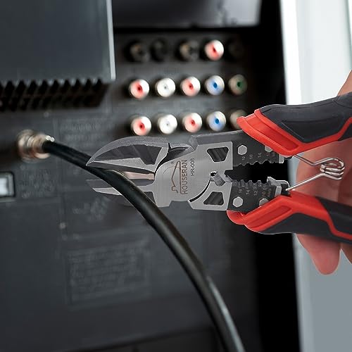 Image of Side Cutters, 7-1 /2 Inch, Wire Cutters Heavy Duty | Spring Loaded with Safety Lock, Wire Stripper and Crimper, 3-in-1 Diagonal Cutters for Cutting, Crimping, and Stripping