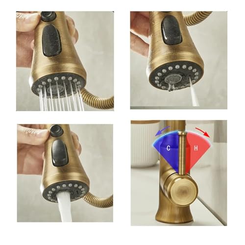 Mitigeur de lavabo robinet de cuisine extractible pour évier et salle de bain - 4