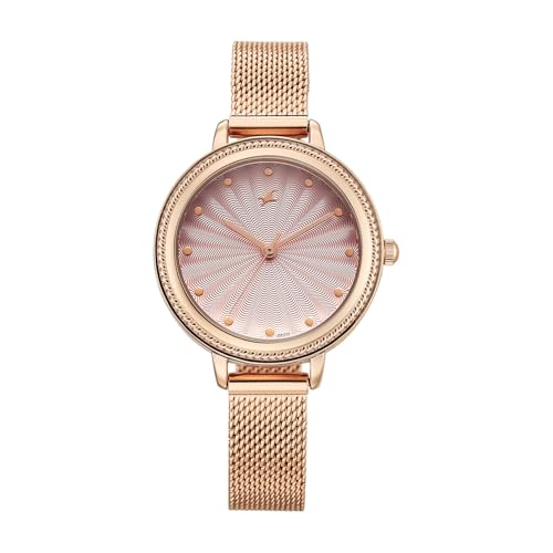 Image of Fastrack Stunners X Quartz Analog with Pink Dial Rose Gold Stainless Steel Strap Watch for Girls - 68048WM02