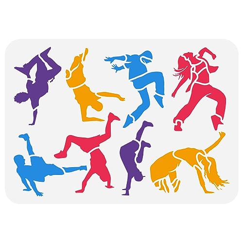 FINGERINSPIRE Break Dancer Pochoir de Peinture 21x29.7cm Break Dance Garçon Fille Dessin Décoration Modèle Street Dance Pochoir pour Peinture Sur Bois Mur...