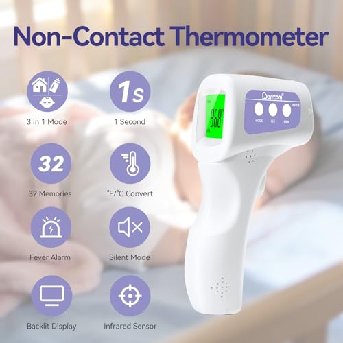 Image of Berrcom Non-Contact Infrared Forehead Thermometer, 3-in-1 Digital Fever Check Temperature Gun for Baby Infant Kids Adults, Fast Accurate - Purple