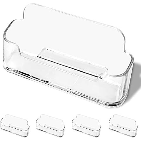 DMFLY Business Card Holder for Desk - Acrylic Business Card Holder Display Plastic Business Card Stand Desktop Business Card Holders for Exhibition, Home & Office, Fits 30-50 Business Cards (4Pack) Cover