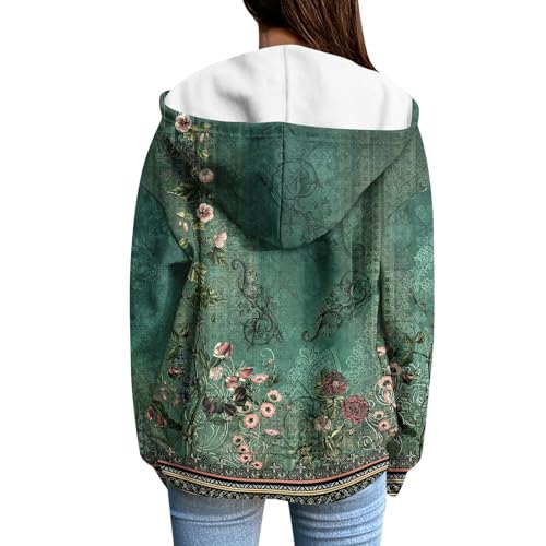 Zip Up Hoodie Women Casual Oversized Sweatshirts - Fall Fashion Fleece Lined Jacket - Thick Warm Coat Winter Clothing
