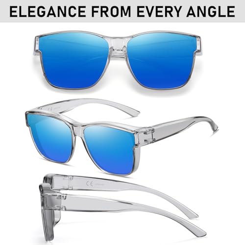 GEGURI Polarized Sunglasses Fit Over Glasses for Men Women, Oversized Square Sun Glasses UV400 Protection Shades — view 5